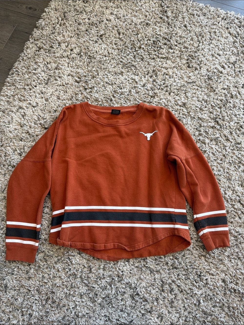 University of Texas Longhorn Stripe Sweatshirt - Rust Orange